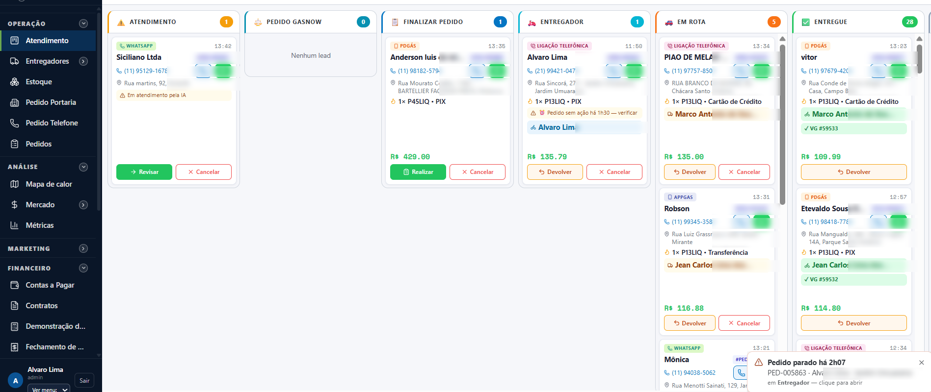 Plataforma de atendimento e gestão Gaztech